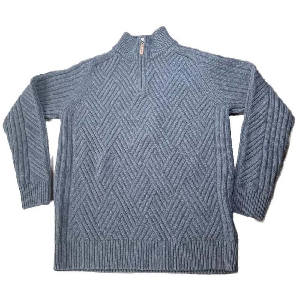 Timberland 100% Wool Quarter-Zip Men’s Chunky Sweater Men Blue Heather, L